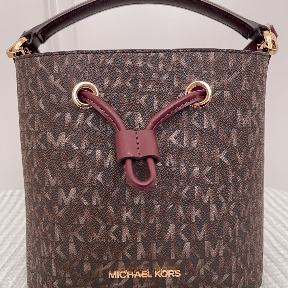 Michael Kors Dark Brown Monogram Bucket Bag